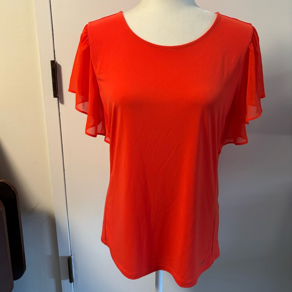 NWOT Calvin Klein Bold Orange Blouse